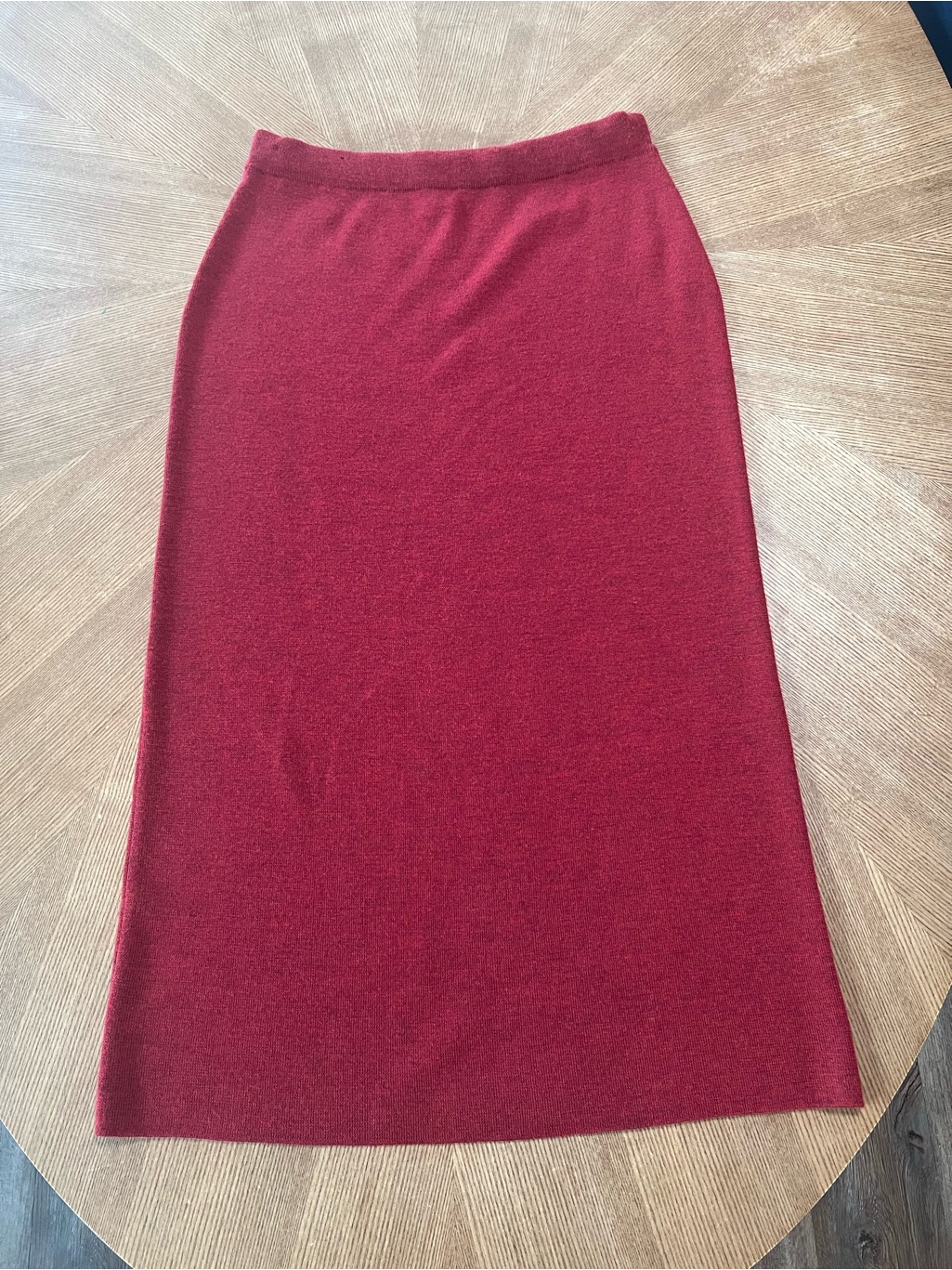Eileen Fisher Red Long Knit 100% Merino Wool Classic Skirt Women’s Large